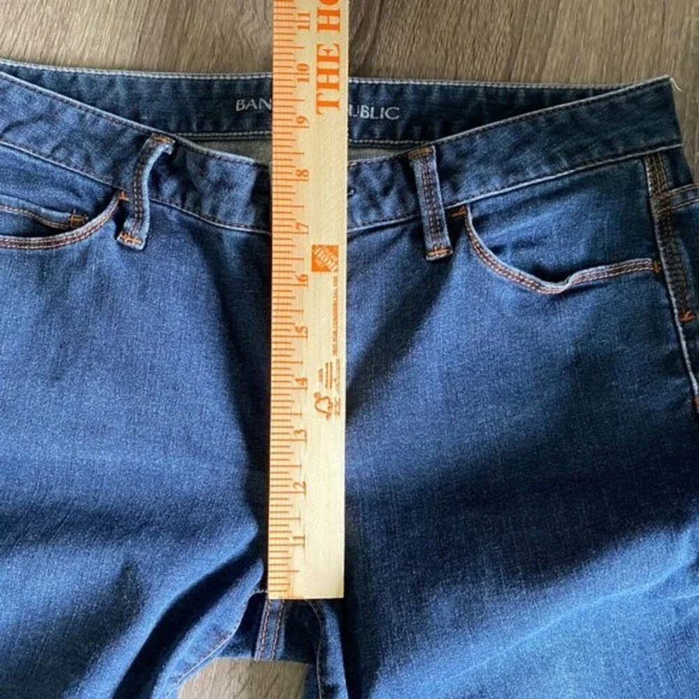Banana Republic Skinny Fit Mid Rise Dark Wash Orange Stitch Jeans - Women's 28